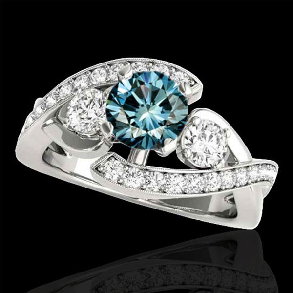 2.26 ctw SI Certified Fancy Blue Diamond Bypass Ring 10k White Gold - REF-300R2K