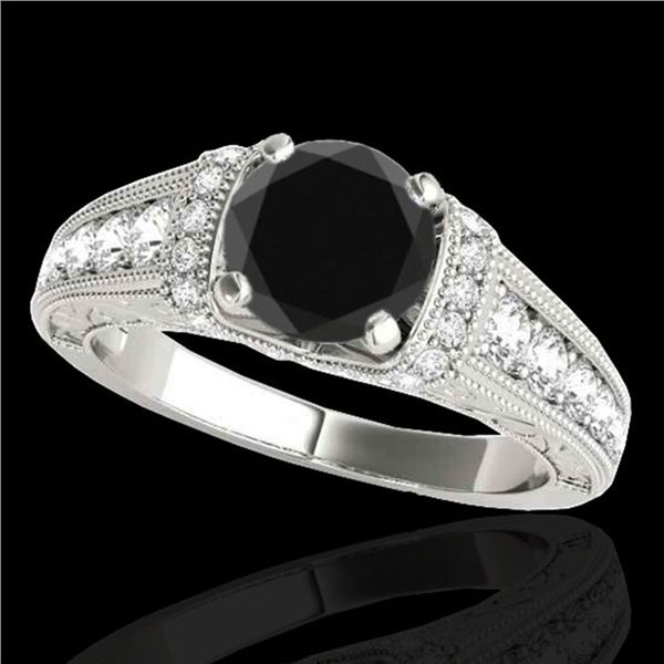 1.75 ctw Certified VS Black Diamond Solitaire Antique Ring 10k White Gold - REF-66Y8X
