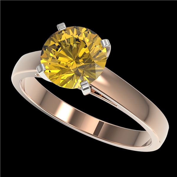 2 ctw Certified Intense Yellow Diamond Engagment Ring 10k Rose Gold - REF-454A3N
