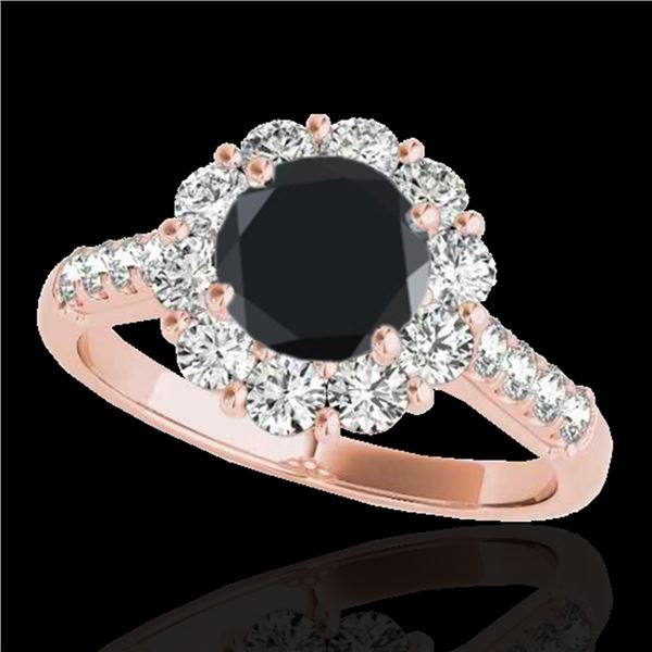 2 ctw Certified VS Black Diamond Solitaire Halo Ring 10k Rose Gold - REF-81W8H
