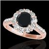 Image 1 : 2 ctw Certified VS Black Diamond Solitaire Halo Ring 10k Rose Gold - REF-81W8H
