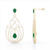 Image 3 : 6.40 ctw Emerald & Micro Pave VS/SI Diamond Earrings 14k Yellow Gold - REF-381N8F