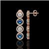 Image 2 : 5.42 ctw Blue & Diamond Micro Pave Earrings 18K Rose Gold - REF-513K8Y