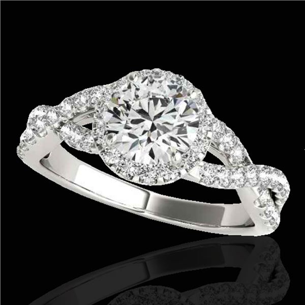1.54 ctw Certified Diamond Solitaire Halo Ring 10k White Gold - REF-204F5M