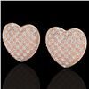Image 1 : 1.50 ctw Micro Pave VS/SI Diamond Heart Earrings 14k Rose Gold - REF-110M4G