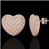 Image 2 : 1.50 ctw Micro Pave VS/SI Diamond Heart Earrings 14k Rose Gold - REF-110M4G