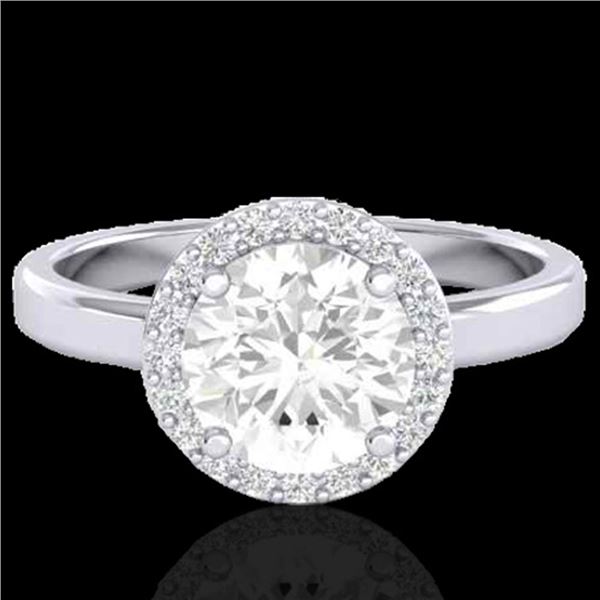 1.75 ctw Halo VS/SI Diamond Certified Micro Pave Ring 18k White Gold - REF-490M9G