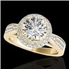 Image 1 : 2.15 ctw Certified Diamond Solitaire Halo Ring 10k Yellow Gold - REF-381X8A