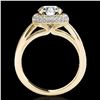 Image 2 : 2.15 ctw Certified Diamond Solitaire Halo Ring 10k Yellow Gold - REF-381X8A