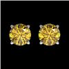 Image 1 : 1 ctw Certified Intense Yellow Diamond Stud Earrings 10k White Gold - REF-95N3F