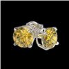 Image 3 : 1 ctw Certified Intense Yellow Diamond Stud Earrings 10k White Gold - REF-95N3F