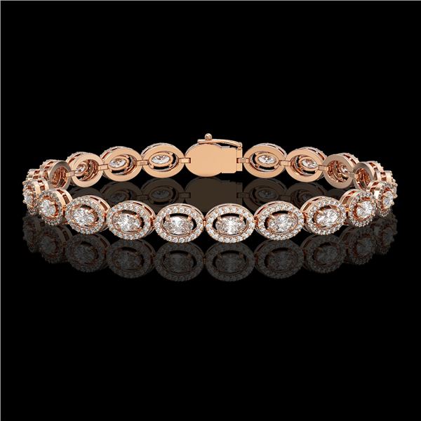 8.06 ctw Oval Cut Diamond Micro Pave Bracelet 18K Rose Gold - REF-699F3M