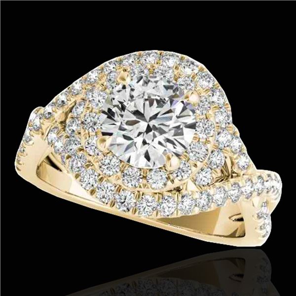 1.75 ctw Certified Diamond Solitaire Halo Ring 10k Yellow Gold - REF-218M2G