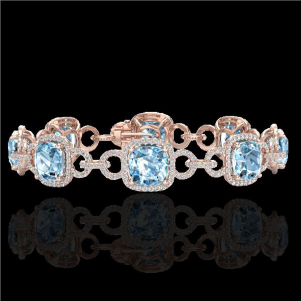 30 ctw TOPAZ & Micro VS/SI Diamond Certified Bracelet 14k Rose Gold - REF-368Y9X