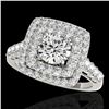 Image 1 : 2.3 ctw Certified Diamond Solitaire Halo Ring 10k White Gold - REF-286K4Y