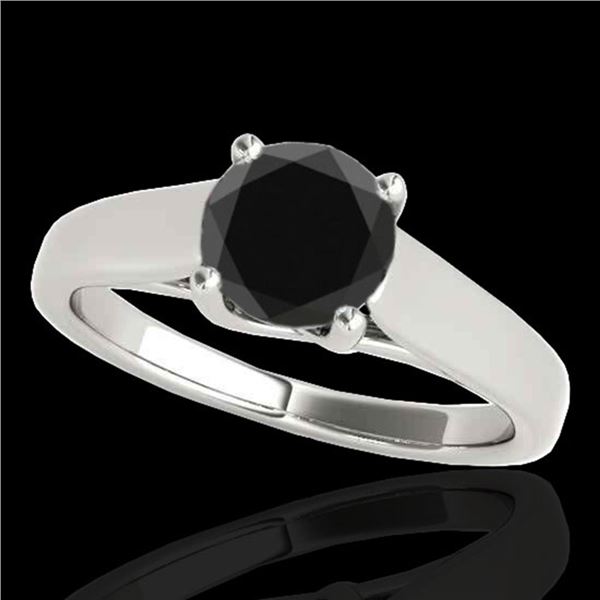 1.5 ctw Certified VS Black Diamond Solitaire Ring 10k White Gold - REF-61H4R