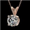 Image 2 : 1 ctw Certified Quality Diamond Solitaire Necklace 10k Rose Gold - REF-141G3W