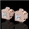 Image 1 : 1.73 ctw Princess VS/SI Diamond Micro Pave Stud Earrings 18k Rose Gold - REF-254K5Y
