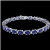 Image 2 : 26.3 ctw Tanzanite & VS/SI Diamond Eternity Bracelet 10k White Gold - REF-345X5A