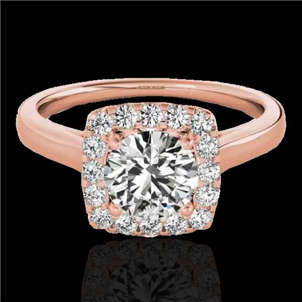 1.37 ctw Certified Diamond Solitaire Halo Ring 10k Rose Gold - REF-197N8F
