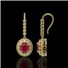 Image 2 : 9.25 ctw Certified Ruby & Diamond Victorian Earrings 14K Yellow Gold - REF-249H6R