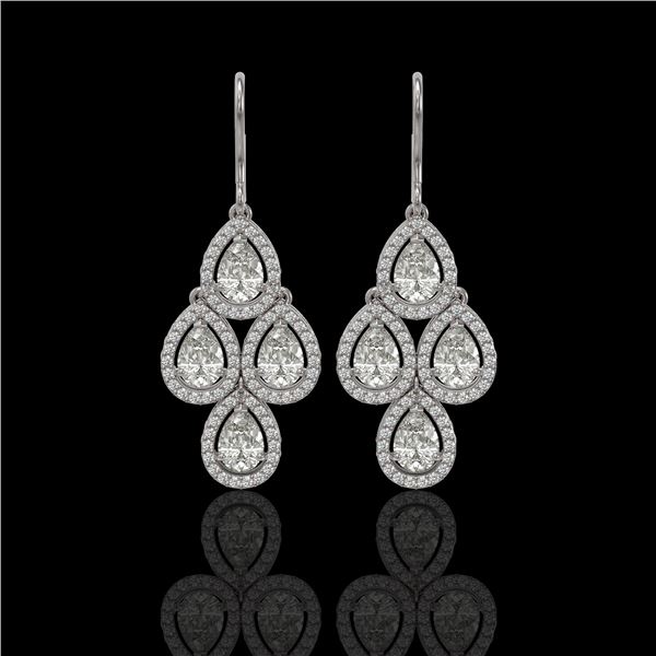 5.22 ctw Pear Cut Diamond Micro Pave Earrings 18K White Gold - REF-727R2K