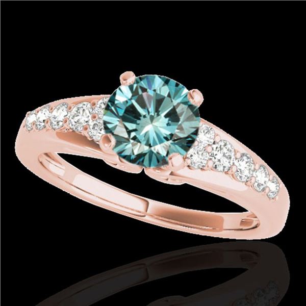 1.40 ctw SI Certified Fancy Blue Diamond Solitaire Ring 10k Rose Gold - REF-120Y2X