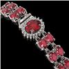 Image 2 : 16.97 ctw Tourmaline & Diamond Bracelet 14K White Gold - REF-263G6W