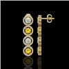 Image 2 : 5.50 ctw Canary & Diamond Micro Pave Earrings 18K Yellow Gold - REF-592F3M