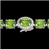 Image 1 : 19.25 ctw Peridot & VS/SI Diamond Micro Pave Bracelet 14k White Gold - REF-154M5G