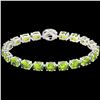 Image 2 : 19.25 ctw Peridot & VS/SI Diamond Micro Pave Bracelet 14k White Gold - REF-154M5G
