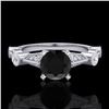 Image 2 : 1.03 ctw Fancy Black Diamond Engagment Art Deco Ring 18k White Gold - REF-80A2N