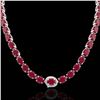 Image 2 : 54.25 ctw Ruby & VS/SI Diamond Eternity Micro Necklace 14k White Gold - REF-345Y5X