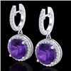 Image 1 : 4 ctw Amethyst & Micro Pave VS/SI Diamond Designer 18k White Gold - REF-87X8A