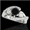 Image 1 : 2.26 ctw Certified VS Black Diamond Bypass Solitaire Ring 10k White Gold - REF-86G5W
