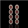 Image 1 : 6.2 ctw Garnet & Diamond Micro Pave Halo Earrings 10k Rose Gold - REF-143K6Y