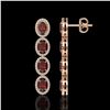 Image 2 : 6.2 ctw Garnet & Diamond Micro Pave Halo Earrings 10k Rose Gold - REF-143K6Y