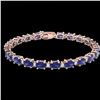 Image 2 : 15 ctw Tanzanite & VS/SI Diamond Eternity Bracelet 10k Rose Gold - REF-143G6W