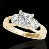 Image 1 : 1.6 ctw VS/SI Certified Princess Cut Diamond 3 Stone Ring 10k Yellow Gold - REF-327W3H