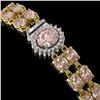 Image 2 : 16.5 ctw Morganite & Diamond Bracelet 14K Yellow Gold - REF-263R6K