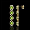 Image 2 : 5.88 ctw Peridot & Diamond Micro Pave Halo Earrings 10k Yellow Gold - REF-143G6W