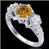 Image 1 : 1.66 ctw Intense Fancy Yellow Diamond Art Deco Ring 18k White Gold - REF-338K2Y
