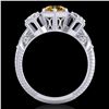 Image 3 : 1.66 ctw Intense Fancy Yellow Diamond Art Deco Ring 18k White Gold - REF-338K2Y