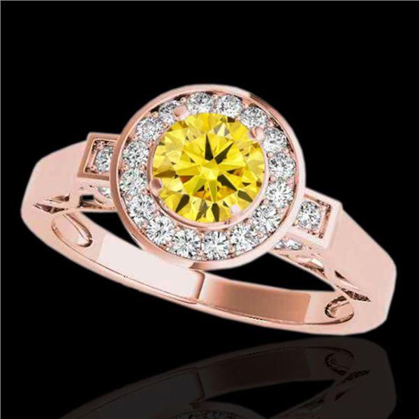 1.75 ctw Certified SI/I Fancy Intense Yellow Diamond Ring 10k Rose Gold - REF-259A3N