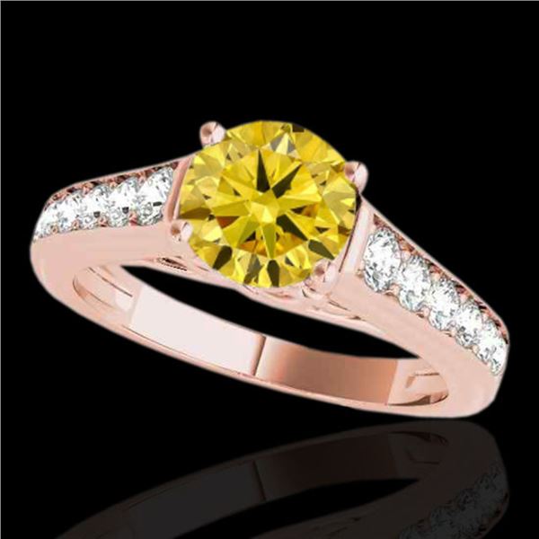 1.5 ctw Certified SI/I Fancy Intense Yellow Diamond Ring 10k Rose Gold - REF-204R5K