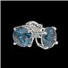 Image 3 : 1 ctw Certified Intense Blue Diamond Stud Earrings 10k White Gold - REF-71N2F