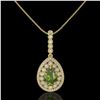 Image 2 : 4.97 ctw Tourmaline & Diamond Victorian Necklace 14K Yellow Gold - REF-164K2Y