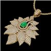 Image 1 : 3 ctw Emerald & Micro VS/SI Diamond Designer Necklace 18k Yellow Gold - REF-290Y9X