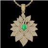Image 2 : 3 ctw Emerald & Micro VS/SI Diamond Designer Necklace 18k Yellow Gold - REF-290Y9X