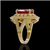 Image 3 : 7.11 ctw Certified Ruby & Diamond Victorian Ring 14K Yellow Gold - REF-171M5G